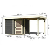 Abri de jardin en bois massif gris terre 5,95m² Schwandorf 5 avec appentis 240cm – Karibu Ma boutique